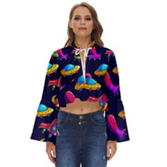 Space Pattern Boho Long Bell Sleeve Top by Pakemis