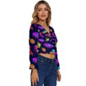 Space Pattern Long Sleeve V-Neck Top View3