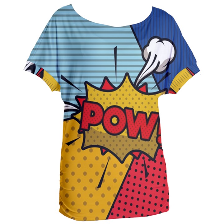 Pow Word Pop Art Style Expression Vector Women s Oversized Tee