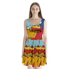 Pow Word Pop Art Style Expression Vector Split Back Mini Dress  by Pakemis