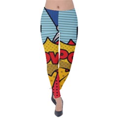 Pow Word Pop Art Style Expression Vector Velvet Leggings by Pakemis