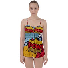 Pow Word Pop Art Style Expression Vector Babydoll Tankini Set by Pakemis