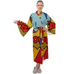 Pow Word Pop Art Style Expression Vector Maxi Velour Kimono by Pakemis