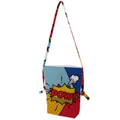 Pow Word Pop Art Style Expression Vector Folding Shoulder Bag by Pakemis