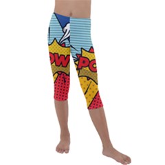 Pow Word Pop Art Style Expression Vector Kids  Lightweight Velour Capri Leggings  by Pakemis