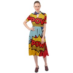 Pow Word Pop Art Style Expression Vector Keyhole Neckline Chiffon Dress by Pakemis