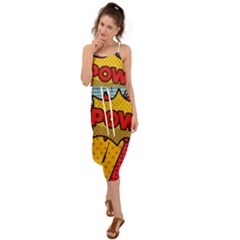 Pow Word Pop Art Style Expression Vector Waist Tie Cover Up Chiffon Dress by Pakemis