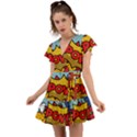 Pow Word Pop Art Style Expression Vector Flutter Sleeve Wrap Dress View1