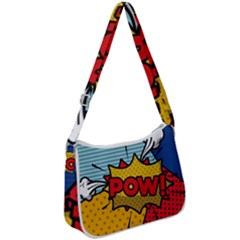 Pow Word Pop Art Style Expression Vector Zip Up Shoulder Bag by Pakemis