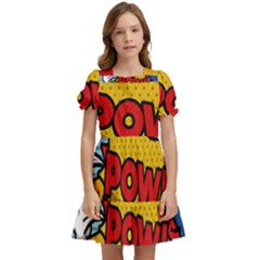 Pow Word Pop Art Style Expression Vector Kids  Puff Sleeved Dress