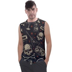 Grunge Seamless Pattern With Skulls Men s Regular Tank Top by Pakemis