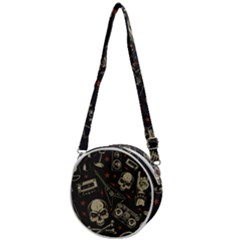 Grunge Seamless Pattern With Skulls Crossbody Circle Bag by Pakemis