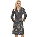 Grunge Seamless Pattern With Skulls Long Sleeve Velour Robe View1