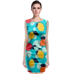 Pop Art Style Citrus Seamless Pattern Sleeveless Velvet Midi Dress by Pakemis