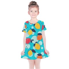 Pop Art Style Citrus Seamless Pattern Kids  Simple Cotton Dress by Pakemis