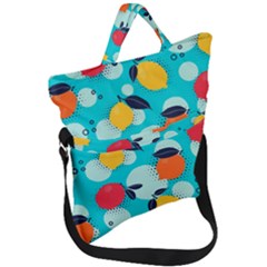 Pop Art Style Citrus Seamless Pattern Fold Over Handle Tote Bag by Pakemis