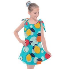 Pop Art Style Citrus Seamless Pattern Kids  Tie Up Tunic Dress by Pakemis