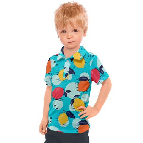 Pop Art Style Citrus Seamless Pattern Kids  Polo Tee by Pakemis