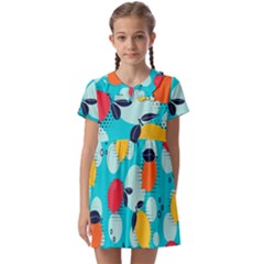 Pop Art Style Citrus Seamless Pattern Kids  Asymmetric Collar Dress by Pakemis