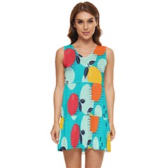 Pop Art Style Citrus Seamless Pattern Tiered Sleeveless Mini Dress by Pakemis