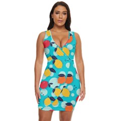 Pop Art Style Citrus Seamless Pattern Draped Bodycon Dress by Pakemis