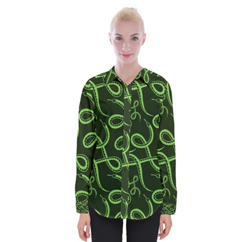 Snakes Seamless Pattern Womens Long Sleeve Shirt by Pakemis