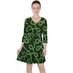 Snakes Seamless Pattern Quarter Sleeve Ruffle Waist Dress by Pakemis