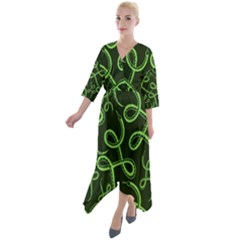 Snakes Seamless Pattern Quarter Sleeve Wrap Front Maxi Dress by Pakemis