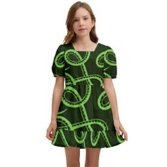 Snakes Seamless Pattern Kids  Short Sleeve Dolly Dress