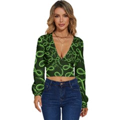 Snakes Seamless Pattern Long Sleeve Deep-v Velour Top