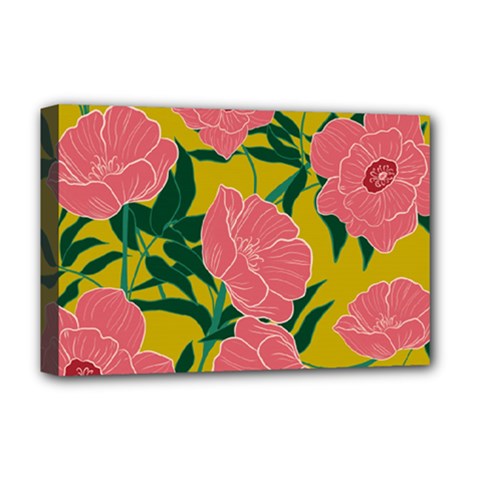 Pink Flower Seamless Pattern Deluxe Canvas 18  X 12  (stretched) by Pakemis