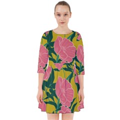 Pink Flower Seamless Pattern Smock Dress by Pakemis