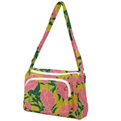 Pink Flower Seamless Pattern Front Pocket Crossbody Bag by Pakemis