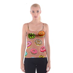 Doughnut Doodle Colorful Seamless Pattern Spaghetti Strap Top by Pakemis