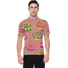 Doughnut Doodle Colorful Seamless Pattern Men s Short Sleeve Rash Guard by Pakemis