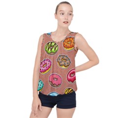 Doughnut Doodle Colorful Seamless Pattern Bubble Hem Chiffon Tank Top