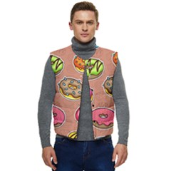 Doughnut Doodle Colorful Seamless Pattern Men s Short Button Up Puffer Vest	 by Pakemis