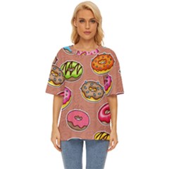 Doughnut Doodle Colorful Seamless Pattern Oversized Basic Tee by Pakemis