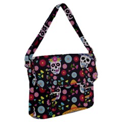 Day Dead Skull With Floral Ornament Flower Seamless Pattern Buckle Messenger Bag by Pakemis