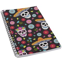 Day Dead Skull With Floral Ornament Flower Seamless Pattern 5 5  X 8 5  Notebook by Pakemis