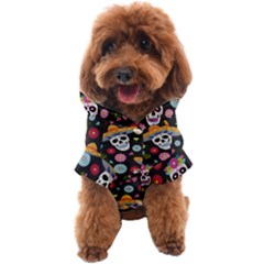 Day Dead Skull With Floral Ornament Flower Seamless Pattern Dog Coat by Pakemis