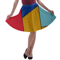 Dotted Colors Background Pop Art Style Vector A-line Skater Skirt by Pakemis