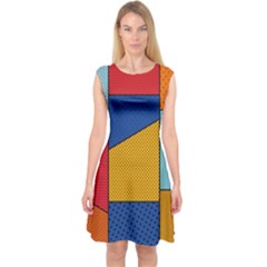 Dotted Colors Background Pop Art Style Vector Capsleeve Midi Dress by Pakemis