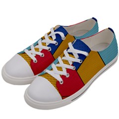 Dotted Colors Background Pop Art Style Vector Men s Low Top Canvas Sneakers by Pakemis