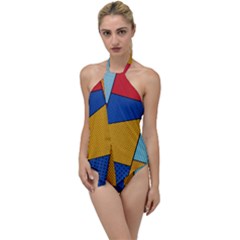 Dotted Colors Background Pop Art Style Vector Go With The Flow One Piece Swimsuit by Pakemis