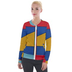 Dotted Colors Background Pop Art Style Vector Velvet Zip Up Jacket by Pakemis