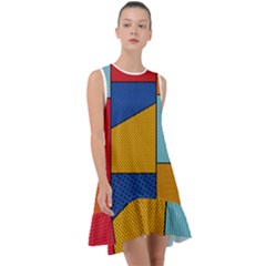 Dotted Colors Background Pop Art Style Vector Frill Swing Dress by Pakemis