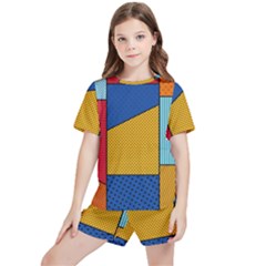 Dotted Colors Background Pop Art Style Vector Kids  Tee And Sports Shorts Set by Pakemis