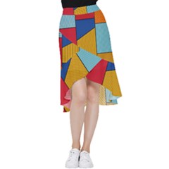 Dotted Colors Background Pop Art Style Vector Frill Hi Low Chiffon Skirt by Pakemis