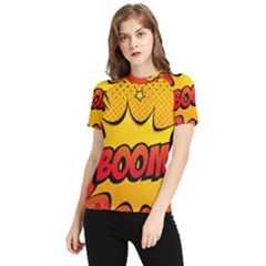 Explosion Boom Pop Art Style Women s Short Sleeve Rash Guard by Pakemis